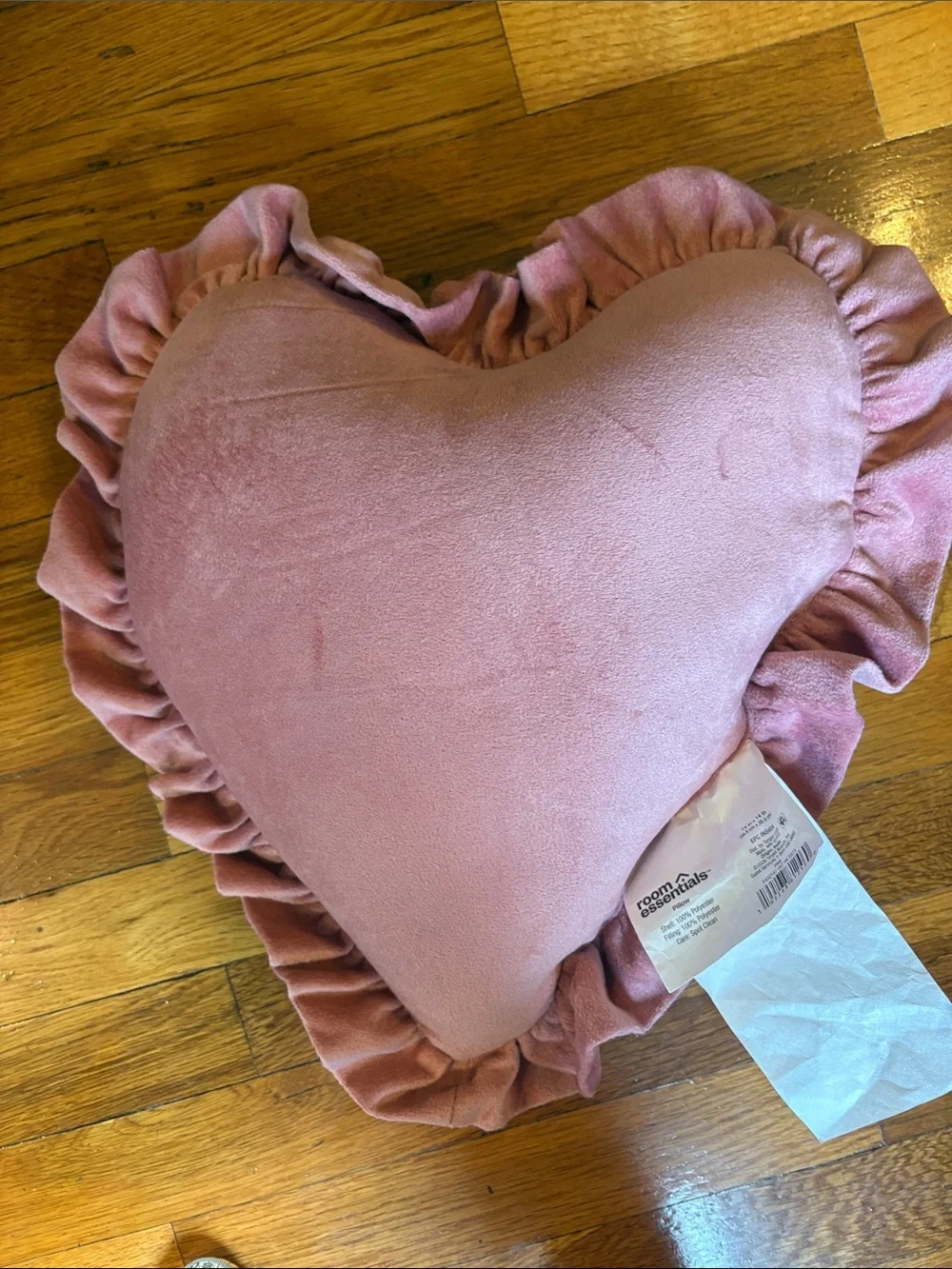 “So Tired” Preppy Pink Heart Bow Throw Pillow w/ Ruffle - New, Unused